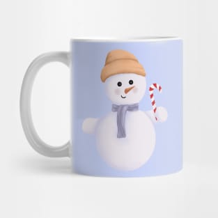 Christmas Snowman with Scarf,Beanie and Candy Cane. Mug